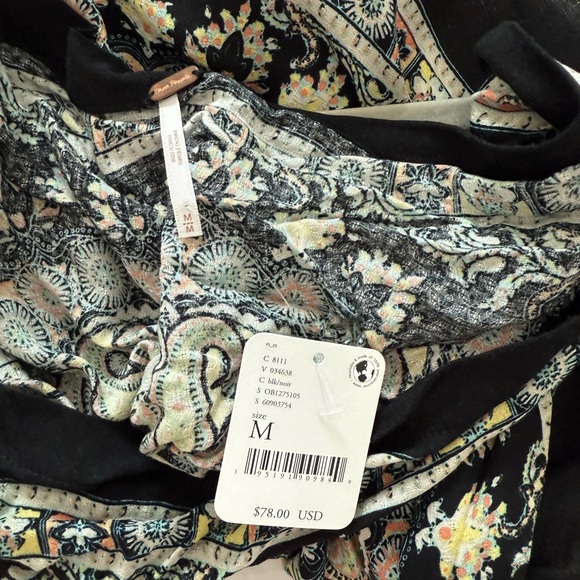 Free People Bohemian Black and Cream Women's Top - Picture 6 of 8